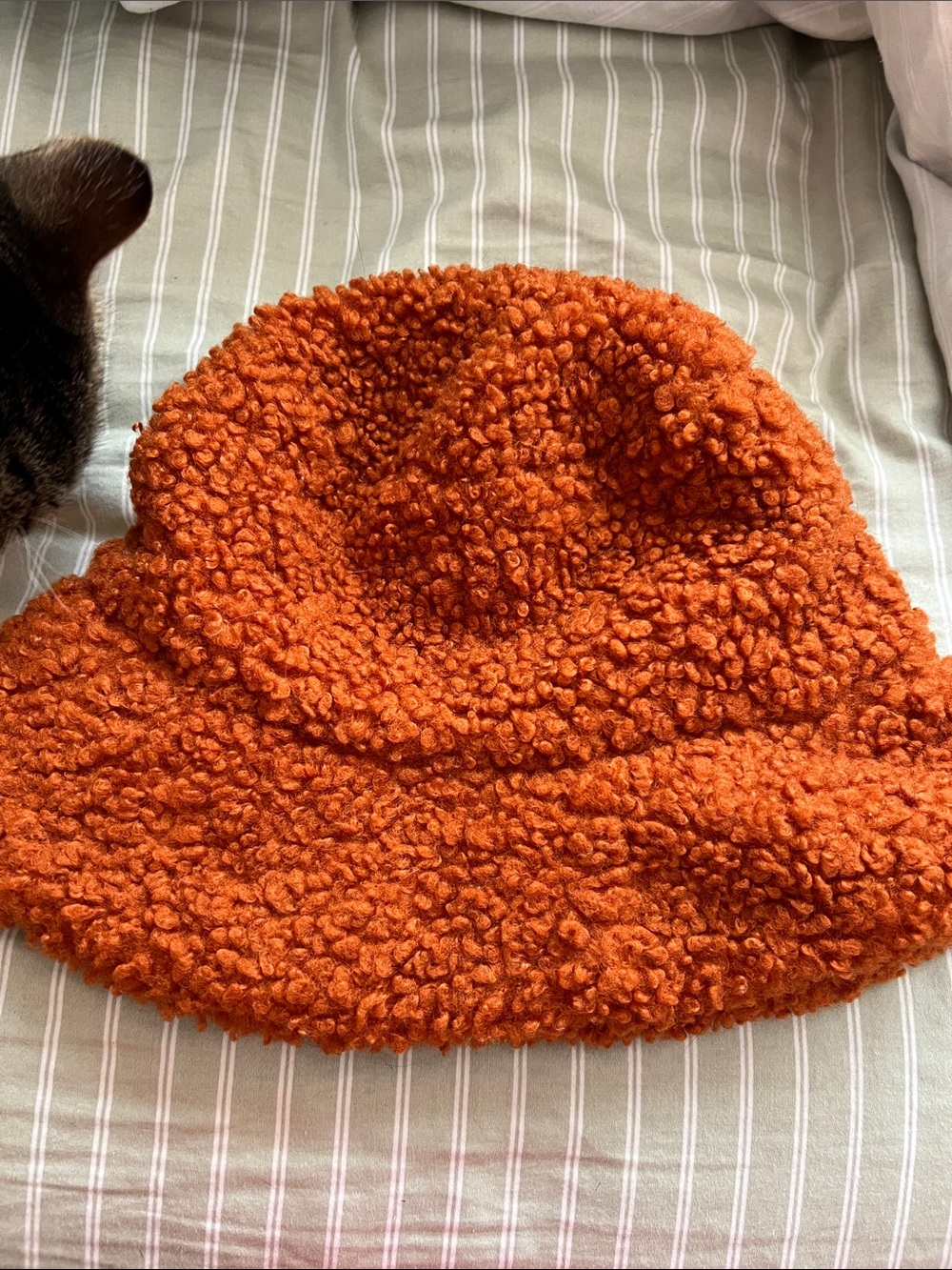Orange Sherpa Bucket Hat - Cozy Warm Accessory